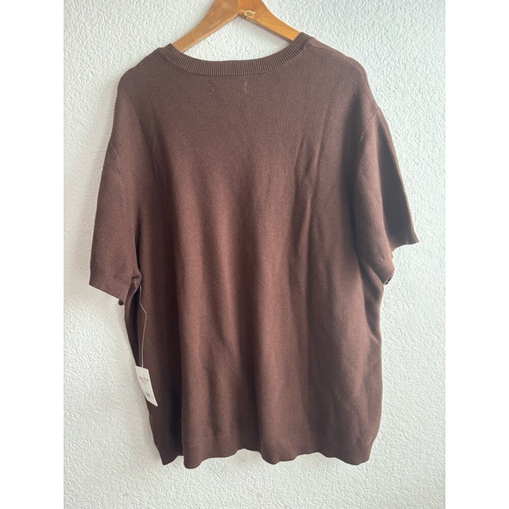Lucky Brand Short Sleeve Knit Shirt in Chocolate Brown Cotton Mens XXL New - Picture 7 of 7
